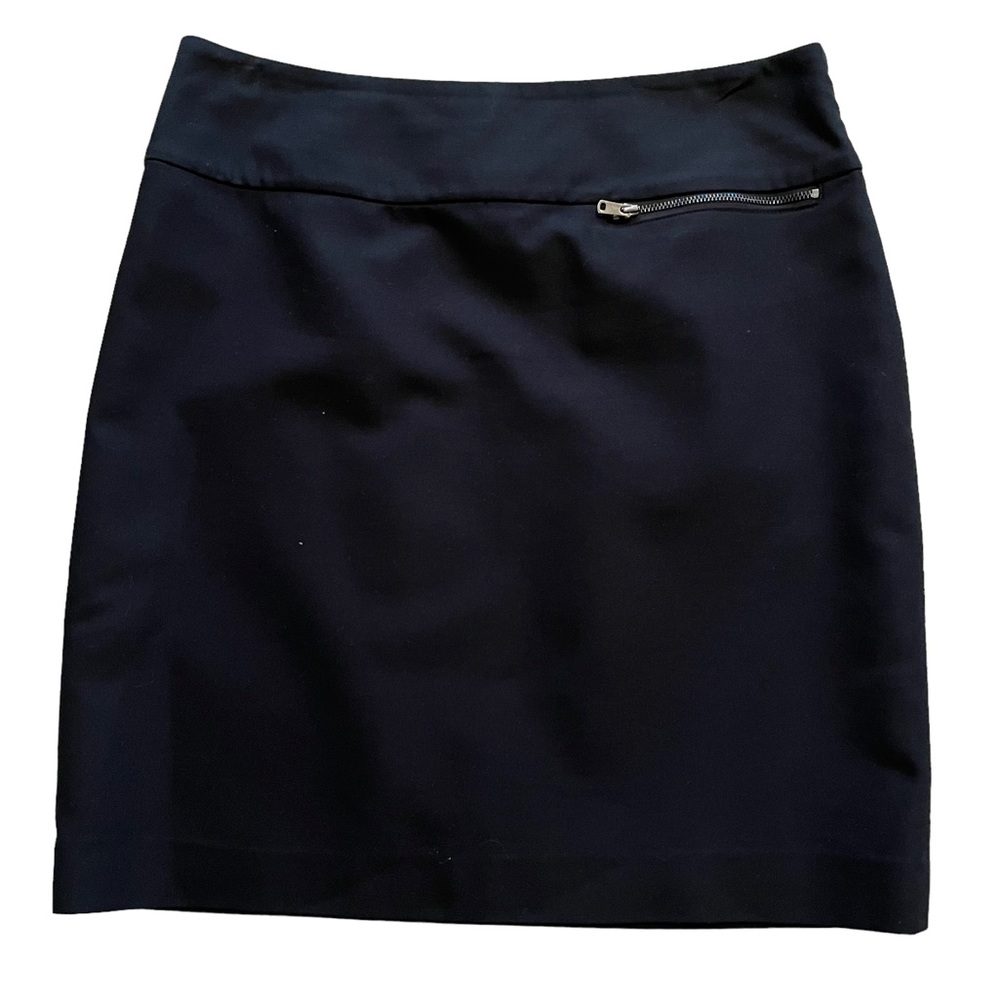 Ann Taylor Black Pencil Skirt with Zipper Detail 8 Tall